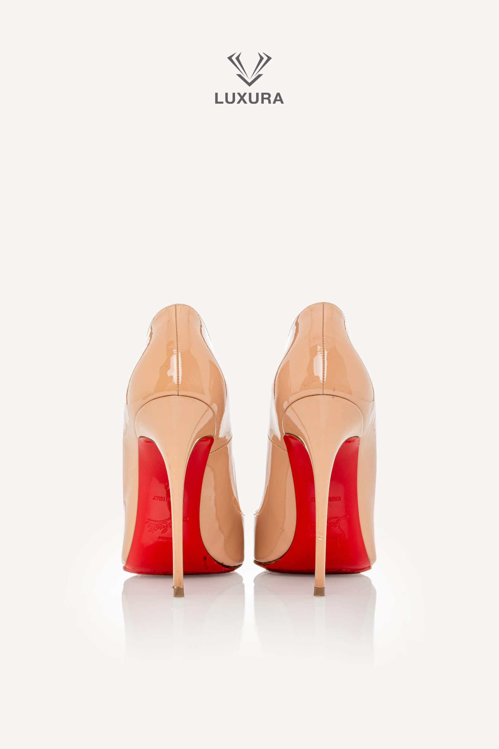 <span style="font-size: 10px;letter-spacing: .15em">BEST DEAL</span><br>            <strong>CHRISTIAN LOUBOUTIN</strong><br>            <div style="margin-top:10px;font-size:16px">Patent Calf Leather 120mm Pumps Blush 36</div><br> - Image 6