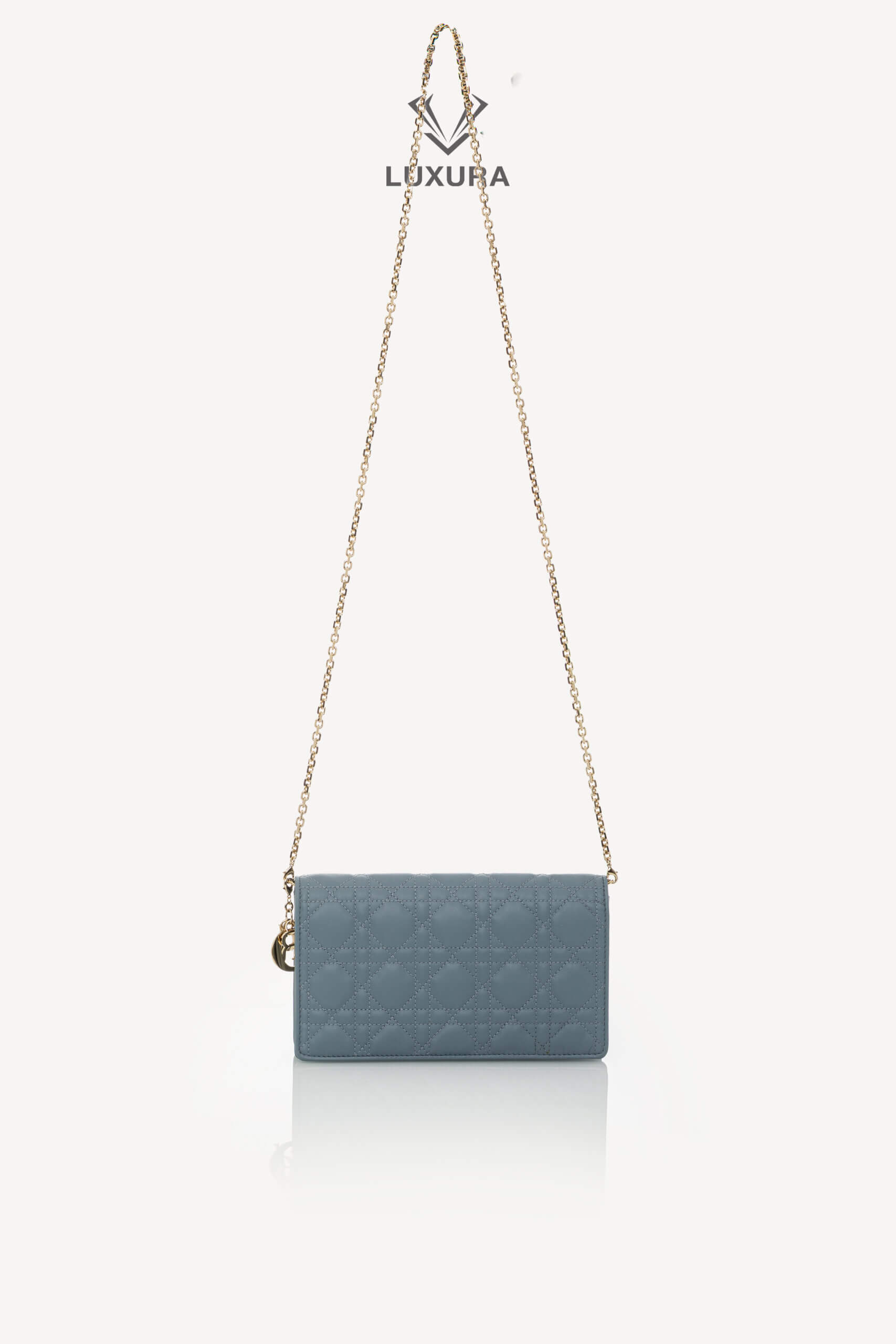<span style="font-size: 10px;letter-spacing: .15em">NEW COLLECTION</span><br>            <strong>CHRISTIAN DIOR</strong><br>            <div style="margin-top:10px;font-size:16px">Lambskin Cannage Lady Dior Chain Wallet Cloud Blue</div><br> - Image 3
