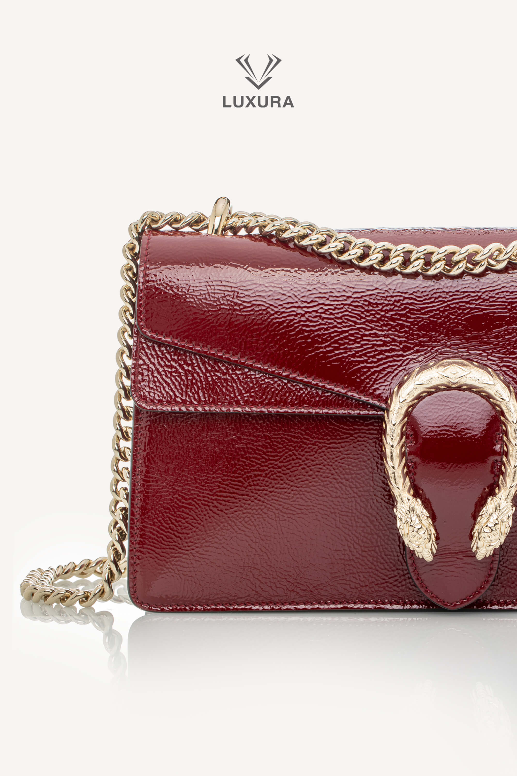 <span style="font-size: 10px;letter-spacing: .15em">BEST DEAL</span><br>            <strong>GUCCI</strong><br>            <div style="margin-top:10px;font-size:16px">Crinkled Patent Small Dionysus Shoulder Bag Rosso Ancona</div><br> - Image 7
