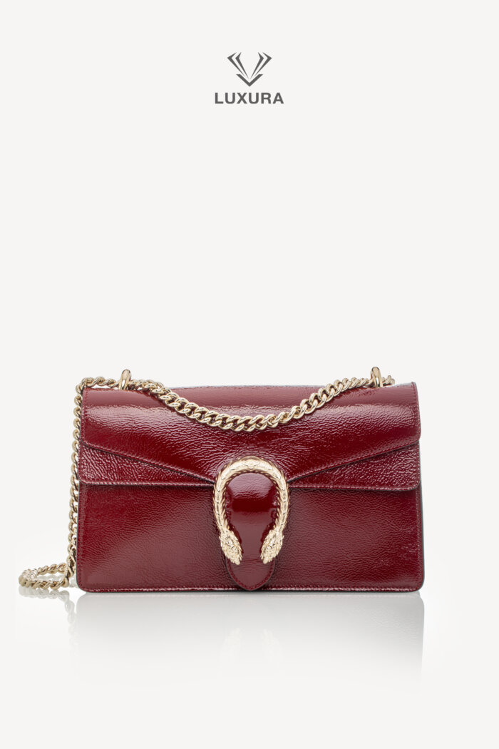 <span style="font-size: 10px;letter-spacing: .15em">BEST DEAL</span><br>            <strong>GUCCI</strong><br>            <div style="margin-top:10px;font-size:16px">Crinkled Patent Small Dionysus Shoulder Bag Rosso Ancona</div><br>