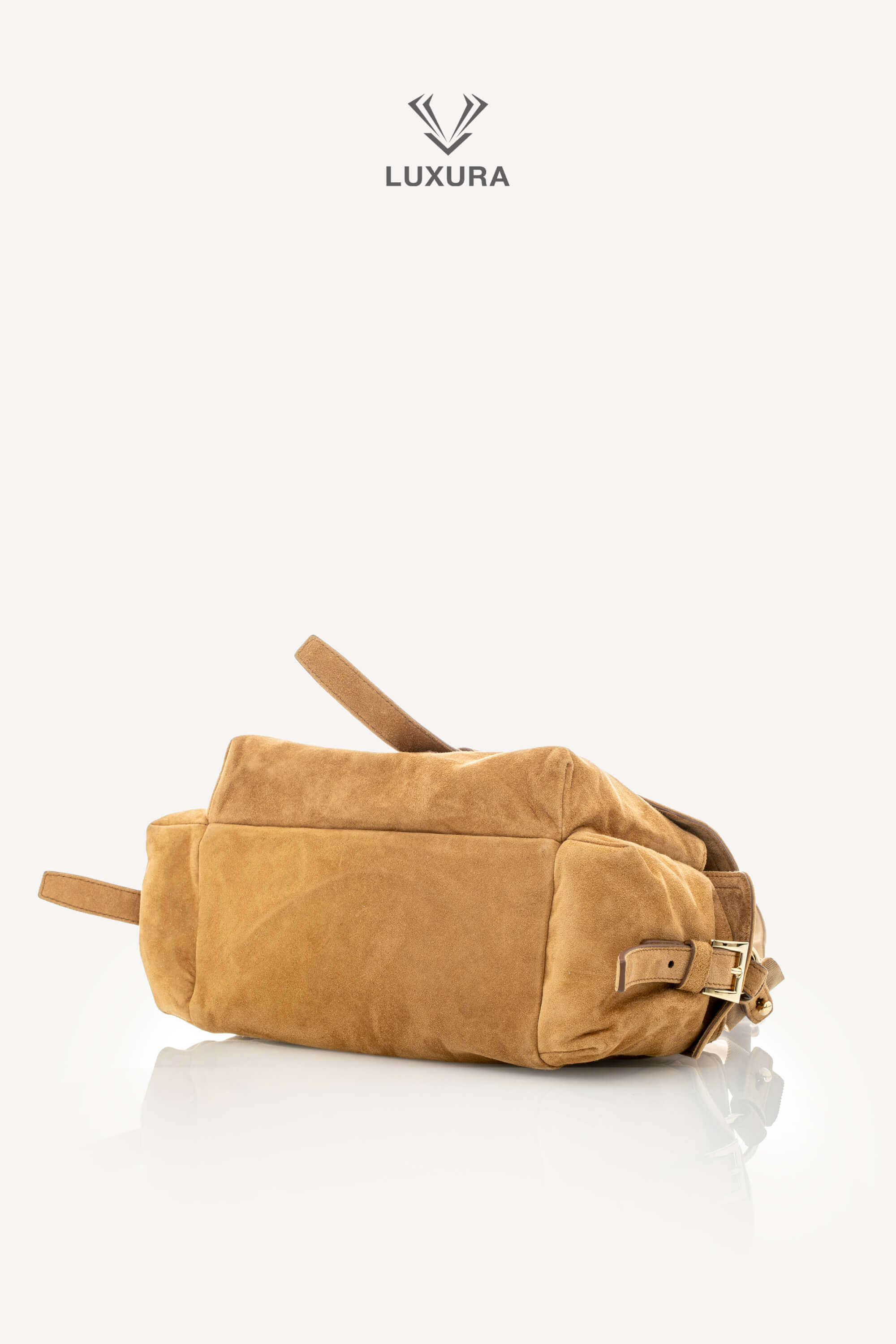 <span style="font-size: 10px;letter-spacing: .15em">NEW COLLECTION</span><br> <strong>PRADA</strong><br> <div style="margin-top:10px;font-size:16px">Explore Medium Suede Leather Shoulder Bag With Flap Cinnamon</div><br> - Image 27